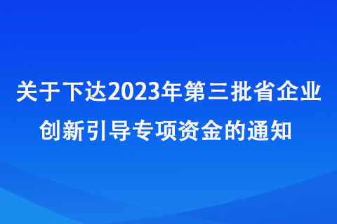 2023年第三批省企业创新引导专项资金