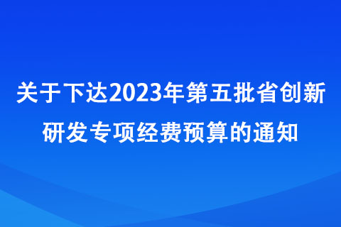 2023年第五批省创新研发专项经费预算